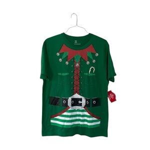 Holiday Time Green Elf Costume T Shirt Christmas Graphic Tee Men’s Size Large